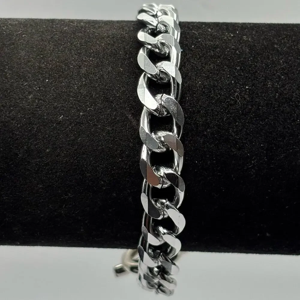 Silver Cuban Link Chain Men's Bracelet